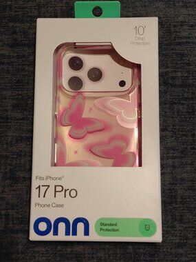 ONN iPhone 17 Pro Phone Case Pink Butterflies New